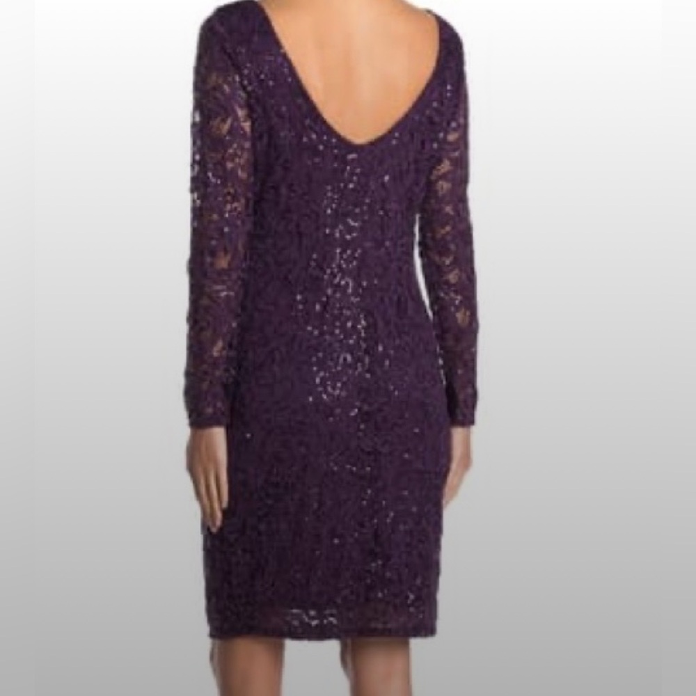 Marina Sequin‎ and Lace Purple Sheath Dress Size XS New With Tags - Picture 2 of 12
